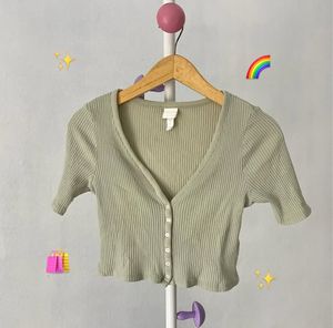 Crop Knit Sage Hnm