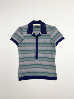 Y2k FRED PERRY Polo Shirt Stipe Multicolor