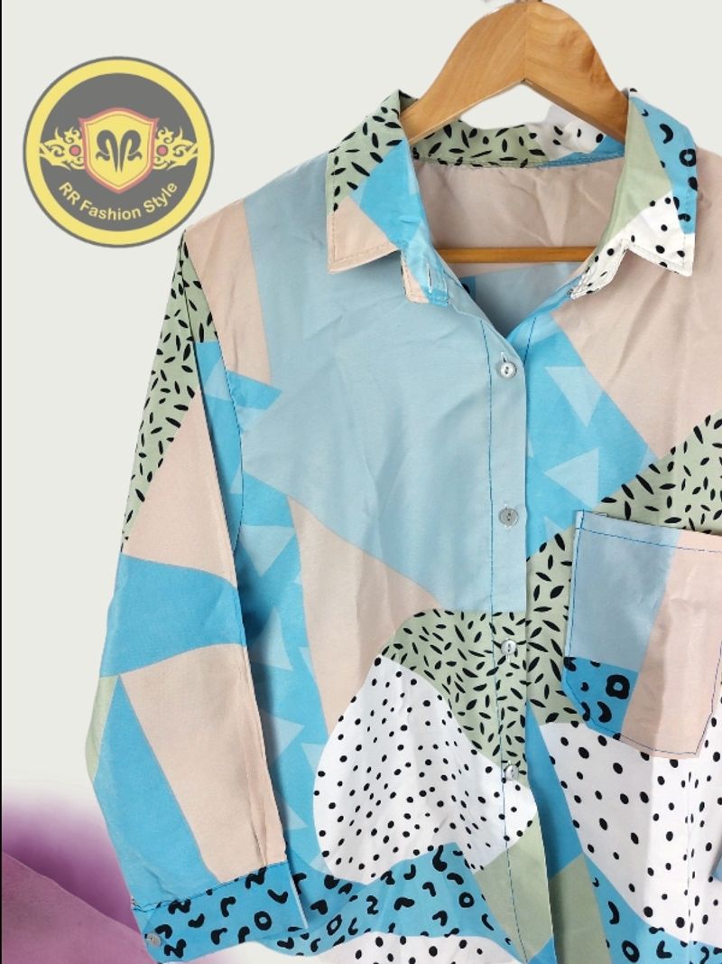 Kemeja Abstrak Biru, foto 3