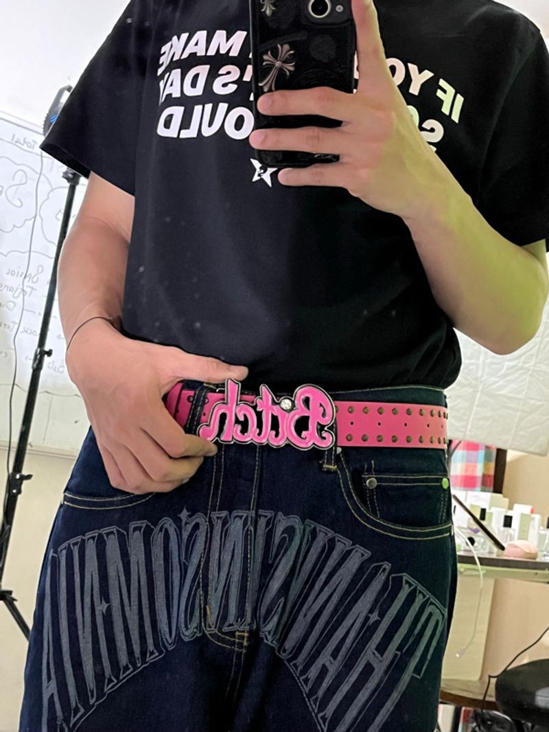 y2k belt ‘bitch’ pink, foto 8