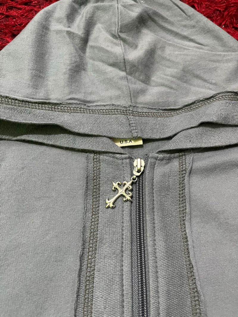 y2k ziphoodie monarchy rhimestone grey, foto 4