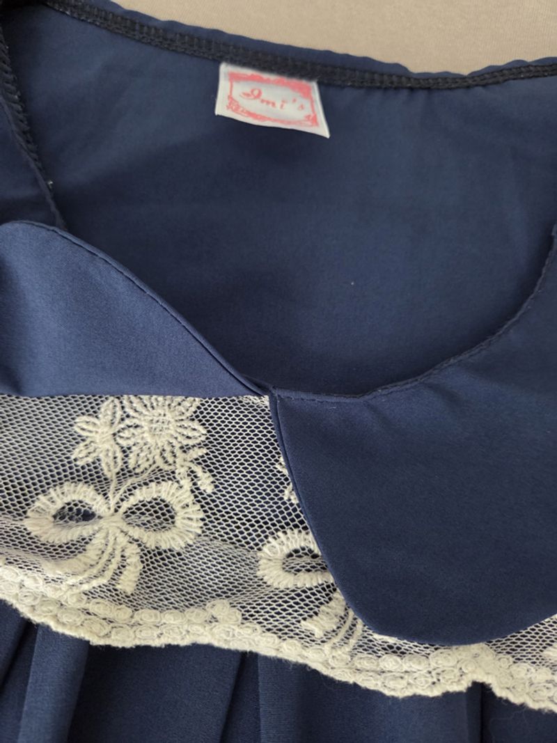 Navy Lace Collar Sleeveless Blouse Top, foto 5
