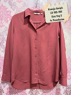 Kemeja Uniqlo pink guava