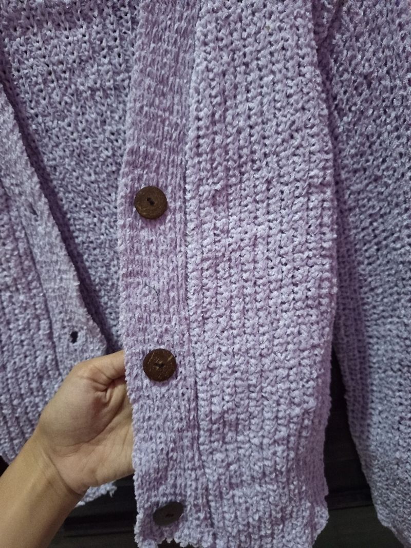 Cardigan Crop Rajut Chenille, foto 2