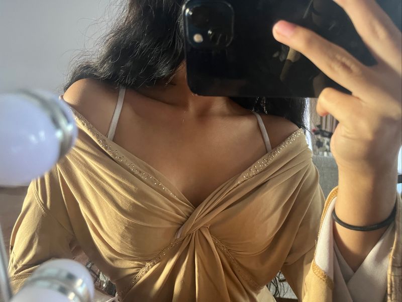 vintage v neck/sabrina top light brown, foto 4