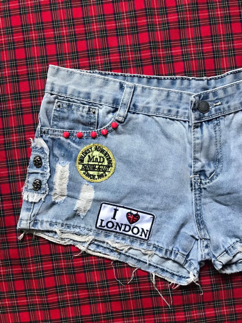 Y2k Low Rise Skull Stud Short Jeans, foto 2