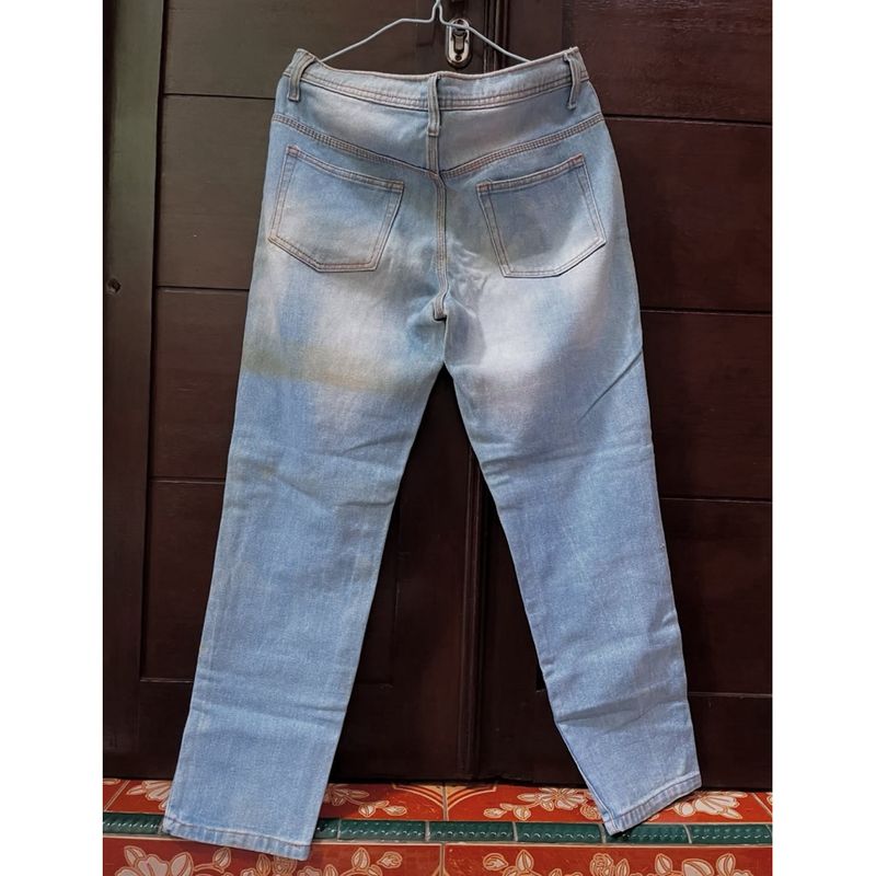 CELANA JEANS KOREAN STYLE WANITA MOTIF JEANS DENIM LIGHT BLU, foto 4