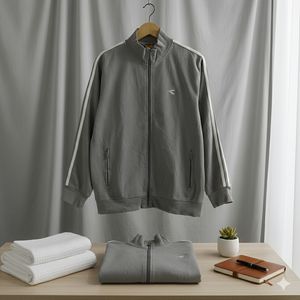 Lining Sport Gray Tapped List Cotton Zip Sweaters