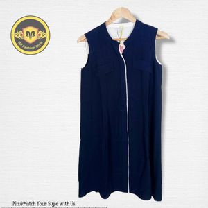 2me Blouses kancing tanpa lengan warna navy