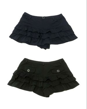 Black Mini Ruffle Low Waist Y2K Skort