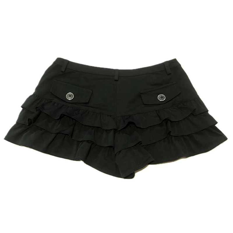 Black Mini Ruffle Low Waist Y2K Skort, foto 4