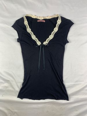 Velvet USA Black Trim Ribbon Top (S)