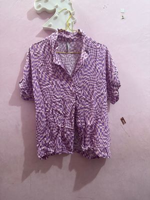 [PRELOVED] Kemeja Colorbox Atasan Motif Ungu Pink | Adem & R