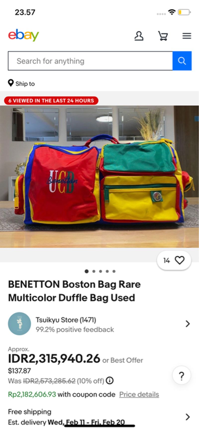 Vintage Benetton Duffle Bag, foto 6