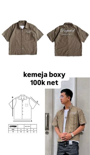 Kemeja Lengan Pendek Katun Boxy