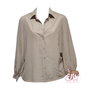 Japanese brand Vintage Minimalist Shirt Wanita tan