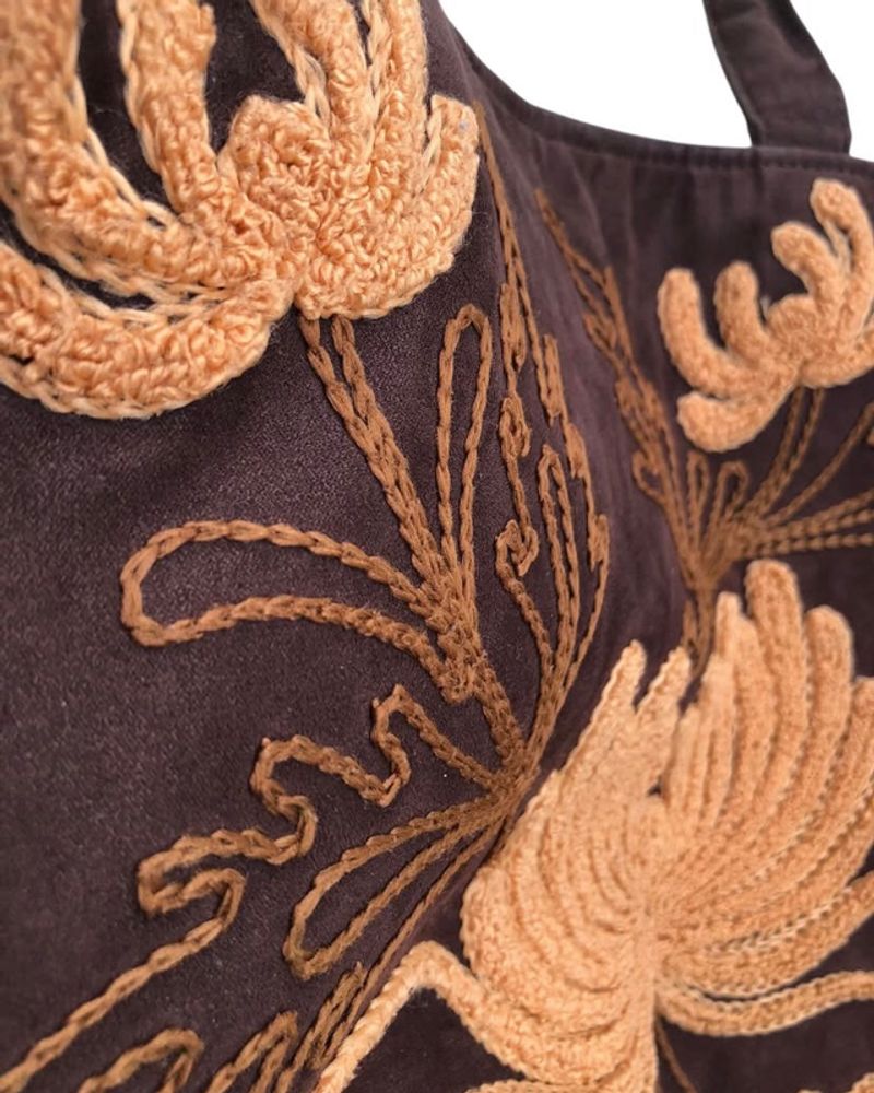 Embroidered Flower Patchwork Totebag, foto 3