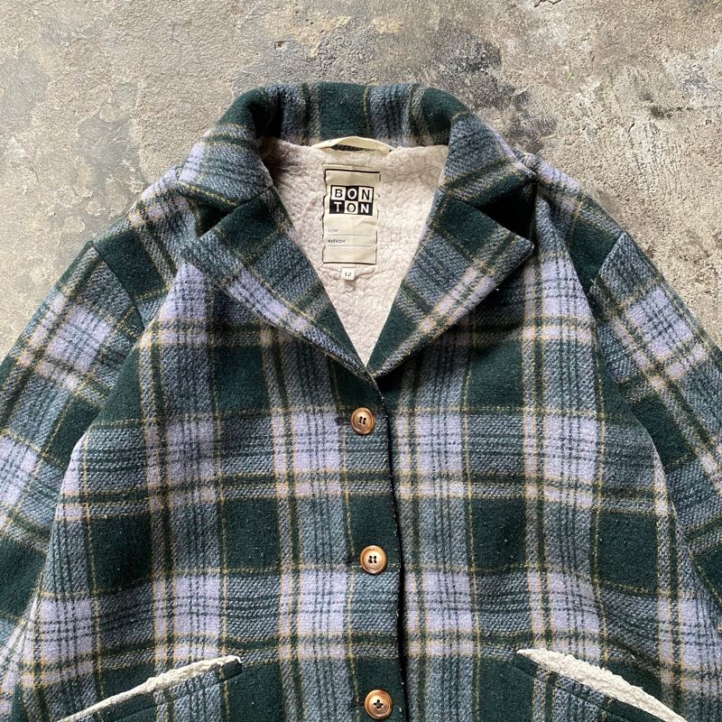 Bonton Green Plaid Heavy Coat, foto 2