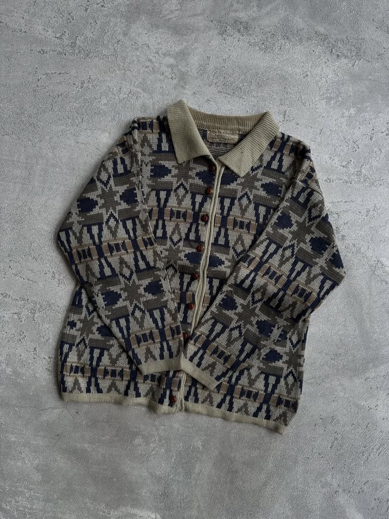 Pan Planning knitwear vintage pattern full button, foto 4