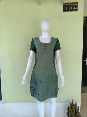 DRESS KATUN HIJAU MEWAH