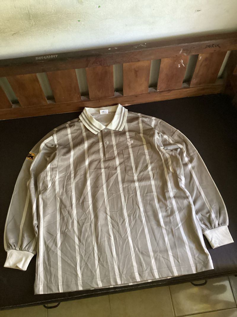 baju kerah longsleeve Cream Stripe Yamato Basic, foto 3
