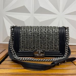 Chanel Boy Embellished Flap Bag Black
