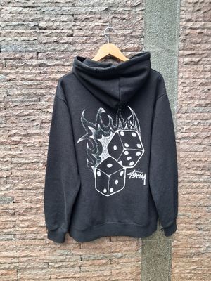 STUSSY FIRE DICE HOODIE BLACK