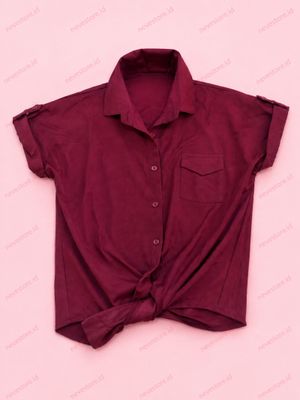 Atasan Maroon Tie Front Blouse