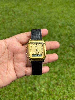JAM CASIO AQ-230 GOLD STRAP LEATHER