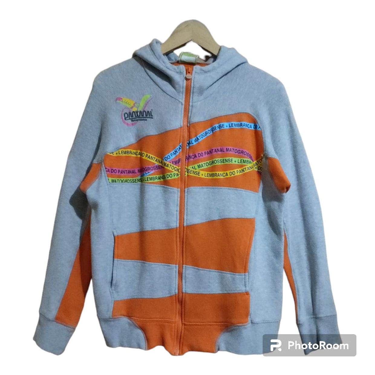 Hoody Pria orange gray