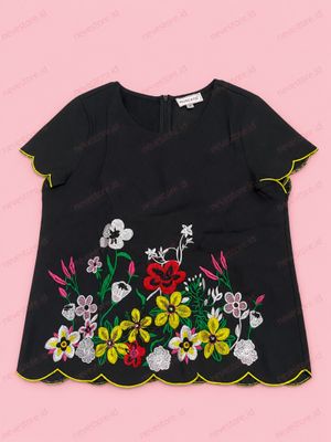 Atasan Floral Blouse Yellow Trim Moscato