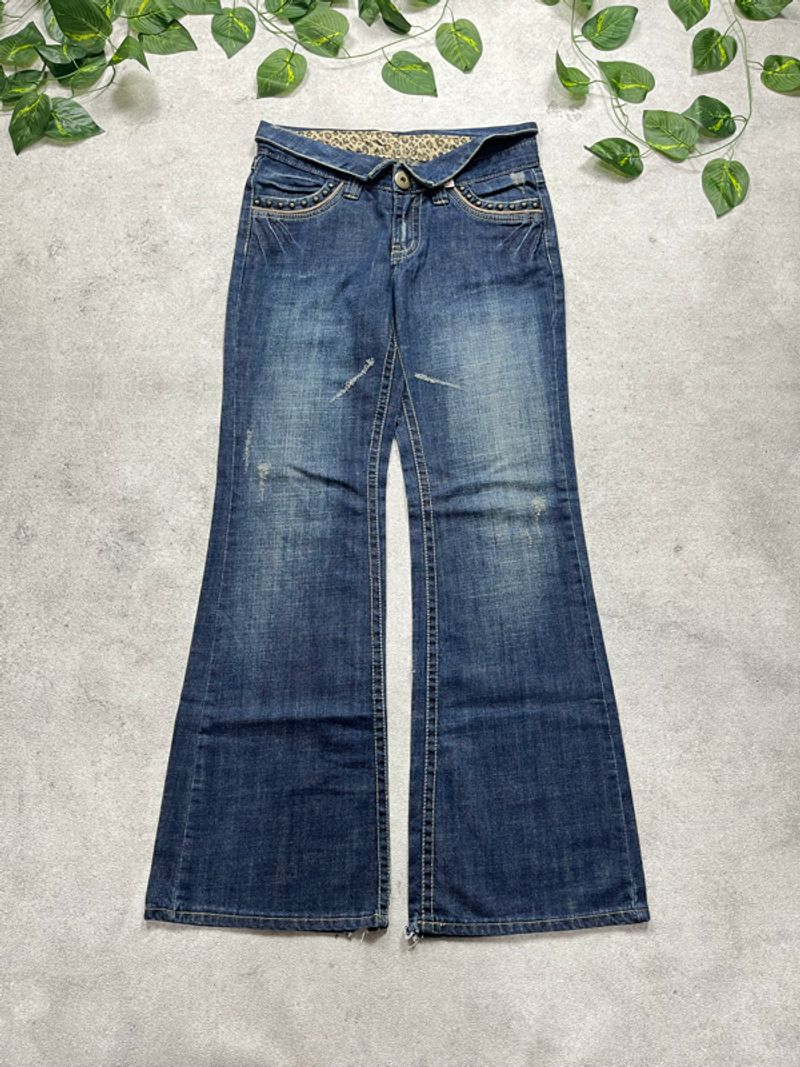 Unkwn Leopard wise stud flared lowrise jeans, foto 5