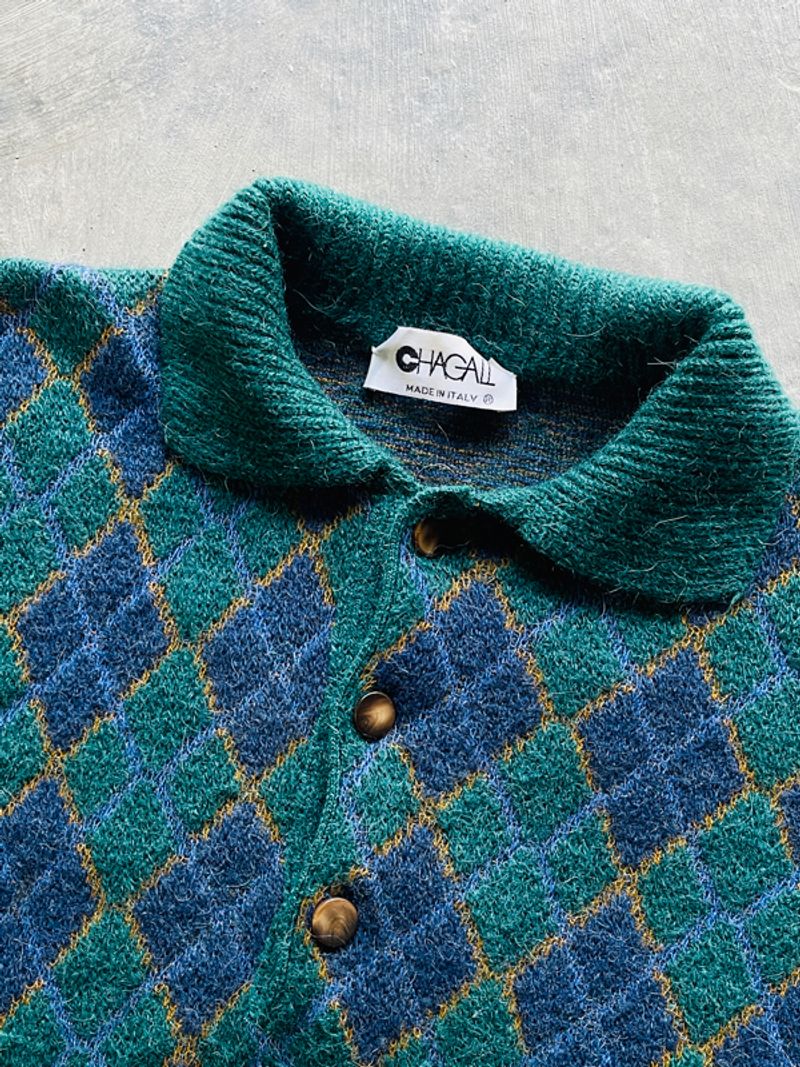 VINTAGE Chagall Italy Argyle Knit Polo, foto 4