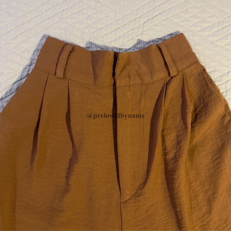 Crinkle Brown Straight Pants / Cullotes, foto 3