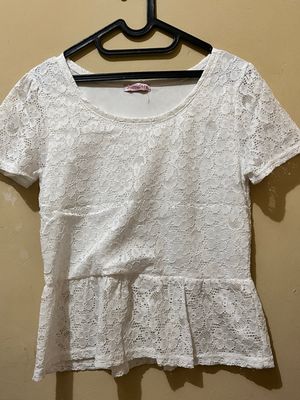 Blouse putih semi brokat-Sorridere