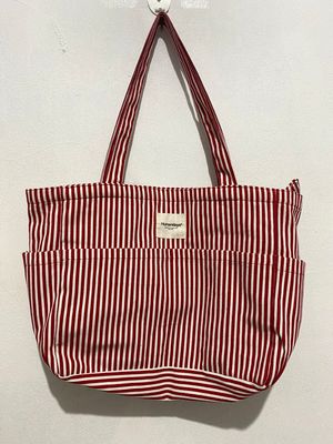 CANVAS TOTEBAG STRIPED RED-WHITE  | NO NEGO PAKE 3X DOANG