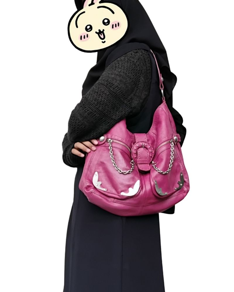 y2k fuschia hobo bag, foto 6