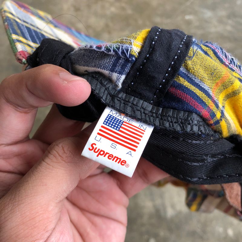 Supreme S Logo Patchwork Madrass 6 Panel Navy Plaid, foto 5