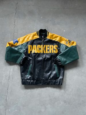 1990’s - Rare NFL Packers Leather Jacket Big Logo