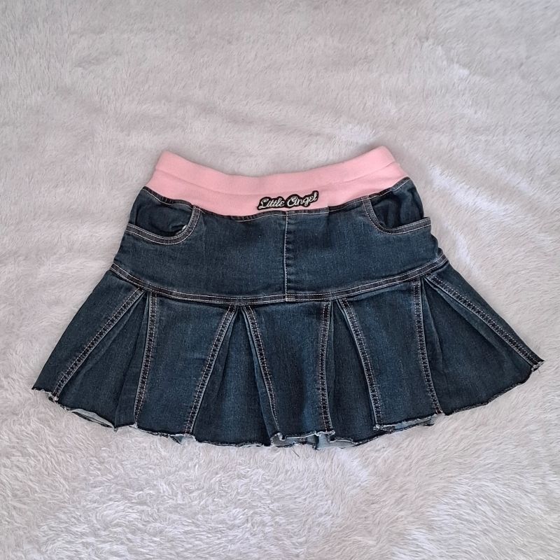 Pleated blue denim mini skirt, foto 2