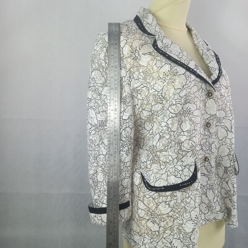 Lace Blazer Black and White Flower Patterned Style, foto 2