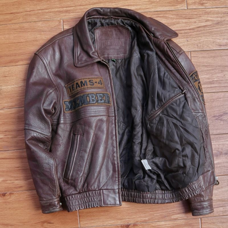 Biker Casual Leather jacket Pria brown, foto 8