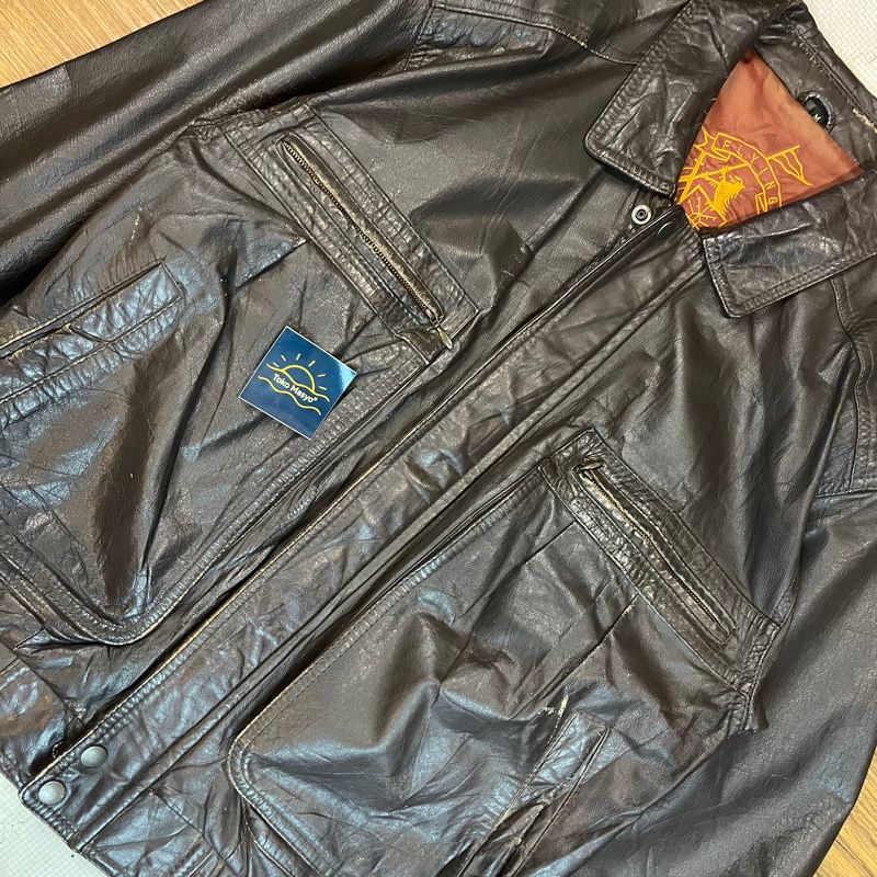 90s Brown Leather Type A-2 Bomber Flight Jacket Flying Tiger, foto 6