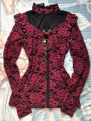 (Red Top) gothic grunge y2k | baju preloved vintage