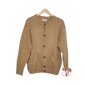 WHO.A.U Vintage Minimalist Cardigan Pria brown