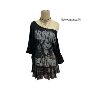 BLUE STRIVE GRUNGE TOP OFF SHOULDER