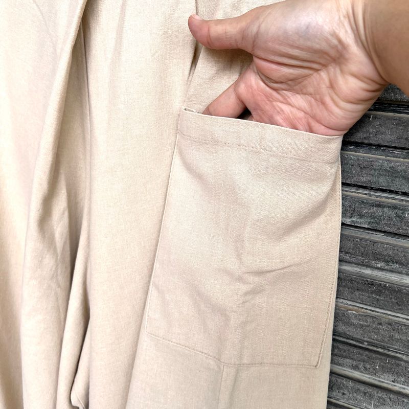 L150 - Celana Kulot Katun Midi Beige, foto 3