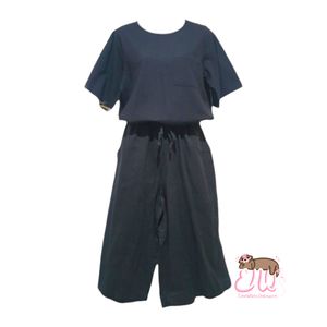 Japanese brand Vintage Minimalist Jumpsuit Wanita black