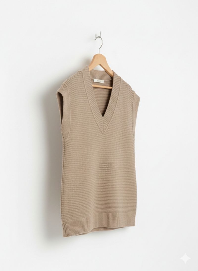Vest Rajut V-Neck Wanita, foto 3