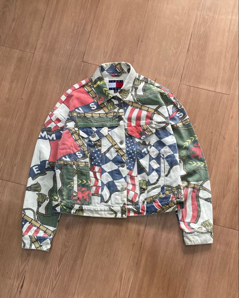 90s TOMMY HILFIGER AOP DENIM JACKET, foto 5